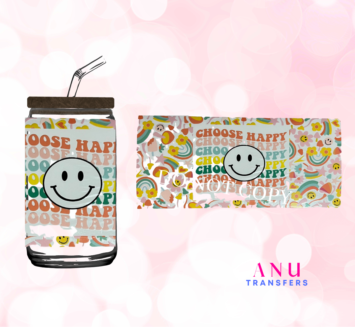 Choose Happy 16oz libbey cup wrap