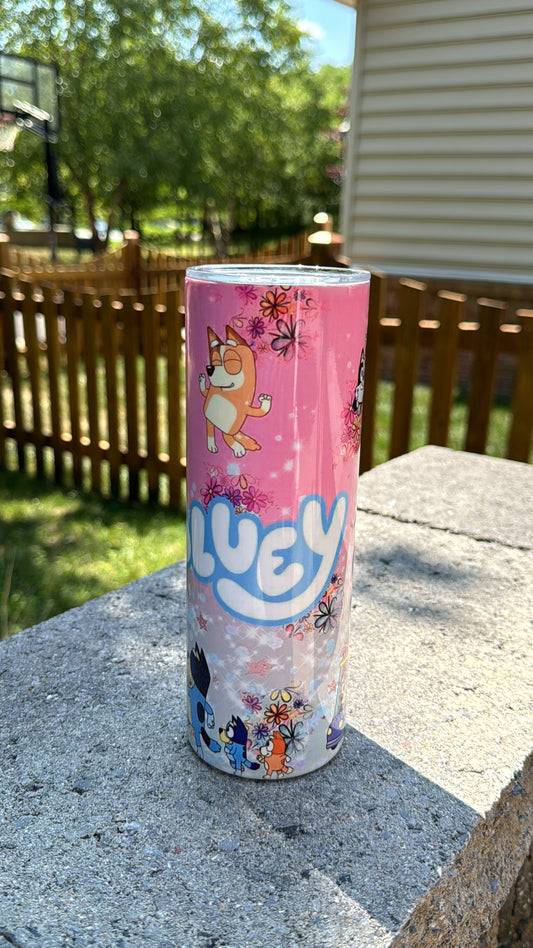 Bluey Pink 20oz Stainless Steel Insulated Tumbler with Straw
