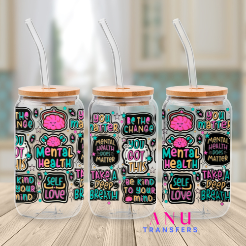 Mental Health 16oz libbey cup wrap