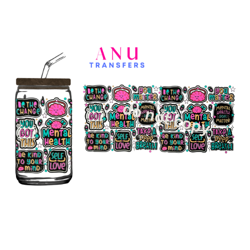 Mental Health 16oz libbey cup wrap